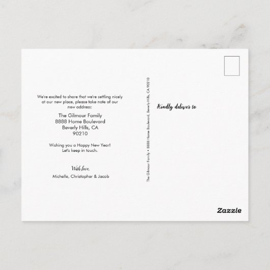 Neujahr Neue Zuhause-Familie Custom Foto and House Postkarte (Rückseite)