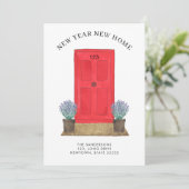 Neujahr Neue Zuhause Red Dove Moving Ankündigung (Stehend Vorderseite)