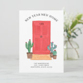 Neujahr Neue Zuhause Red Dove Moving Ankündigung (Stehend Vorderseite)