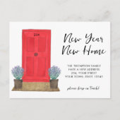 Neujahr Neue Zuhause Red Dove Moving Ankündigungspostkarte (Vorderseite)