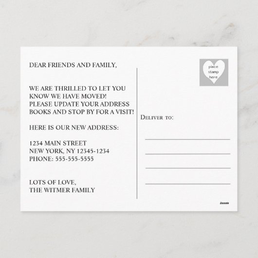 Neujahr, neue Zuhause - Wir haben die Ankündigung  (Rückseite)