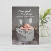 Neujahr Neuer Liebe Urlaub Geburtstag Baby Foto Ankündigung (Stehend Vorderseite)