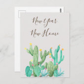 Neujahr Neuer Zuhause Ankündigung Cactus Desert Ca Postkarte (Vorne/Hinten)