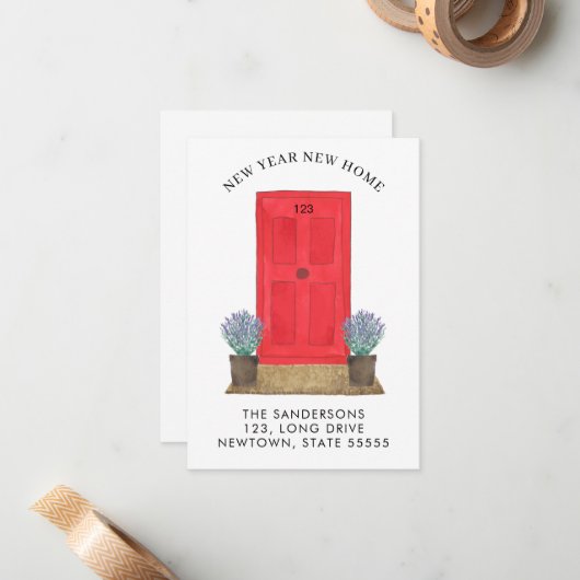 Neujahr Neuer Zuhause-Bewegung Ankündigung Mini (Vorderseite/Rückseite Beispiel)