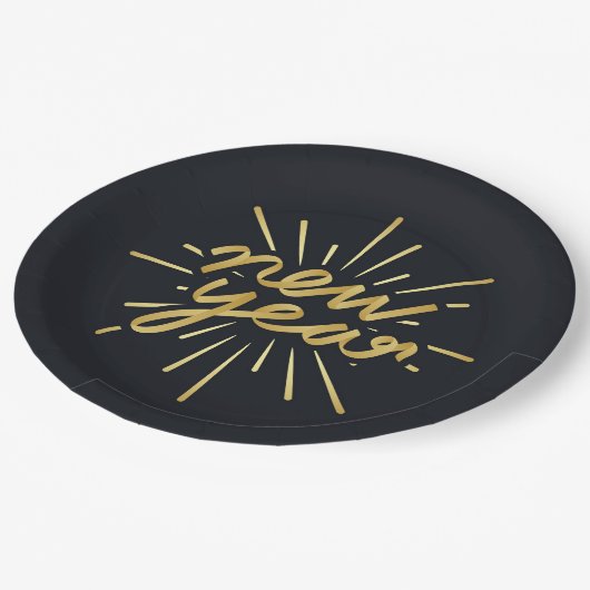 Neujahr Pappteller (Schrägansicht)