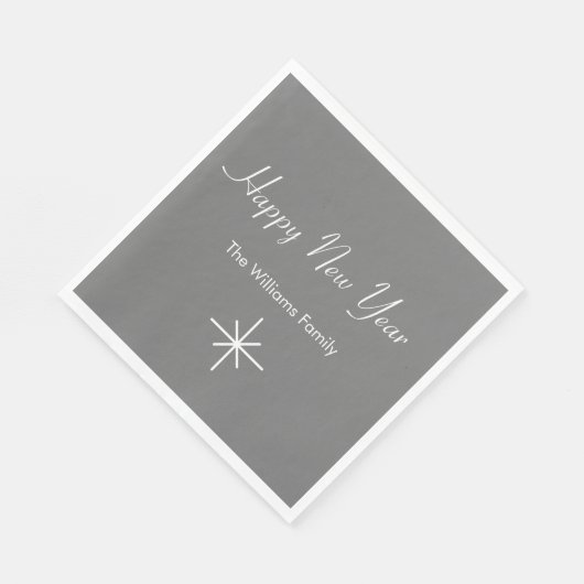 Neujahr Party 2024 Retro-Schneeflocke grau Serviette (Ecke)