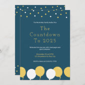 Neujahr Party Ballons und Confetti Einladung (Vorne/Hinten)