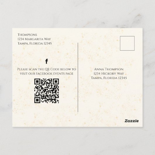 Neujahr Party Champagner QR Code voradressiert Postkarte (Rückseite)