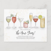 Neujahr Party Cocktail Drinks QR Code Veranstaltun Postkarte (Vorderseite)