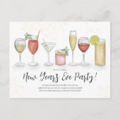 Neujahr Party Cocktail Drinks QR Code Veranstaltun Postkarte (Vorderseite)