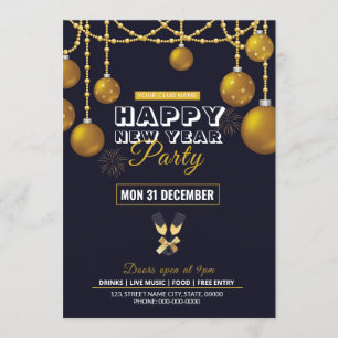 Neujahr Party Einladung Flyer