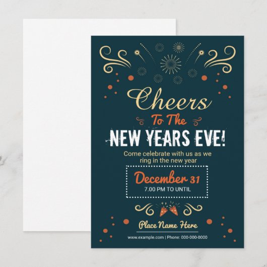 Neujahr Party Einladung Flyer (Vorne/Hinten)