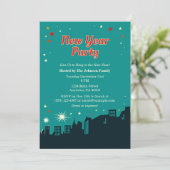 Neujahr Party Mitte des Jahrhunderts Moderne Einla Einladung (Stehend Vorderseite)