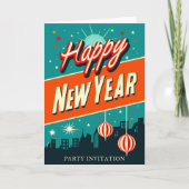 Neujahr Party Mitte Jahrhundert Moderner Stil Einladung (Vorderseite)