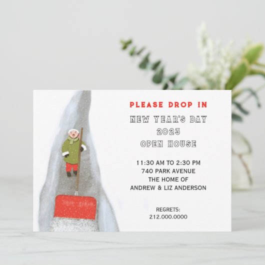 Neujahr Party Open House Einladung (Stehend Vorderseite)