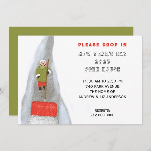 Neujahr Party Open House Einladung (Vorne/Hinten)