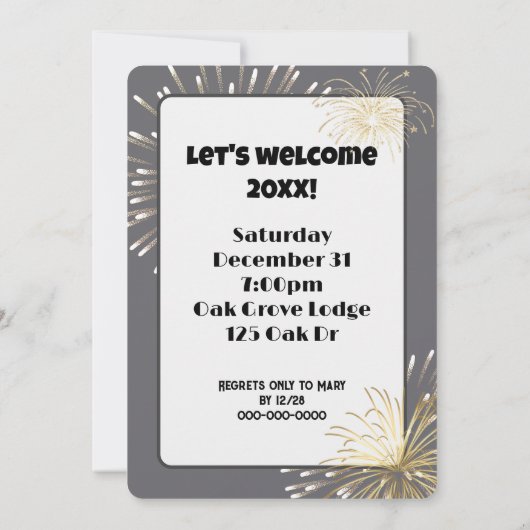 Neujahr Party Sparkler Einladung (Rückseite)