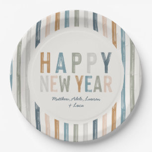 Neujahr Party Terrakotta Blue Typografie Moderne Pappteller