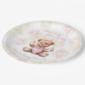 Neujahr Pink Girl Babydusche Teller (Schrägansicht)