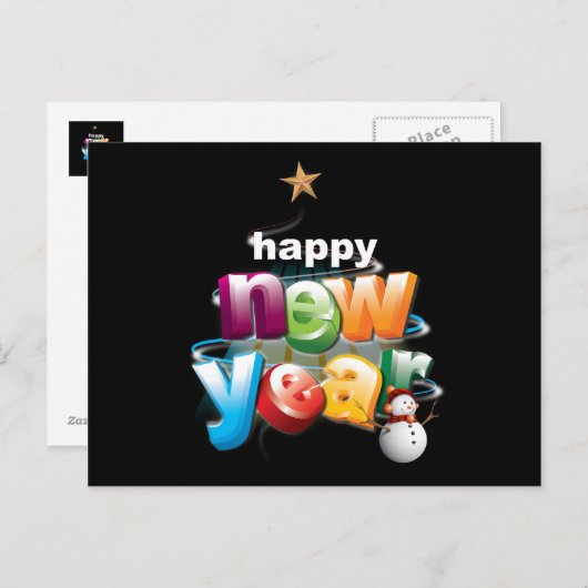 Neujahr Postkarte (Vorne/Hinten)