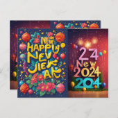 Neujahr Postkarte 2024 (Vorne/Hinten)