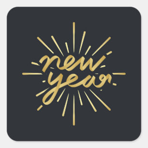 Neujahr Quadratischer Aufkleber