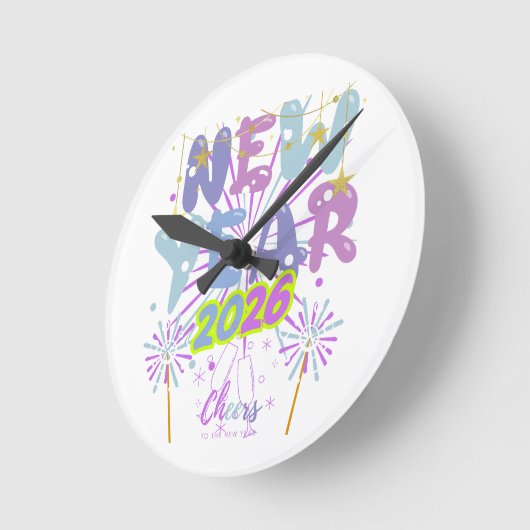 Neujahr Runde Wanduhr (Winkel)