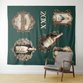 Neujahr schimmernder Sektfest DIY Datum Wandteppich (Beispiel (Horizontal))