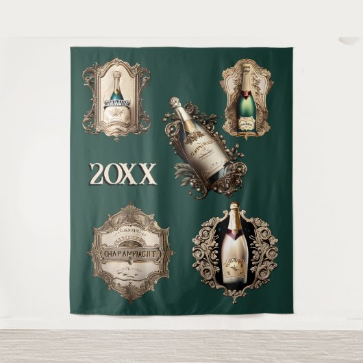 Neujahr schimmernder Sektfest DIY Datum Wandteppich (Vorderseite)