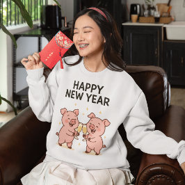 Neujahr Schweinchen Duo Anstoßen Tri-Blend Shirt