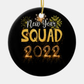 Neujahr Squad 2022 Familie Matching Pajamas Keramik Ornament (Vorne)
