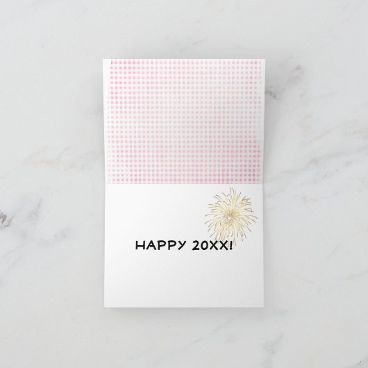 Neujahr Tabby Cat auf Gingham Karte (Innenseite)