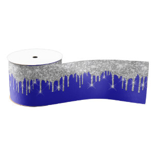 Neujahr Tropfen Royal Blue Gray Silver Spark Ripsband