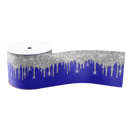 Neujahr Tropfen Royal Blue Gray Silver Spark Ripsband (Spule)