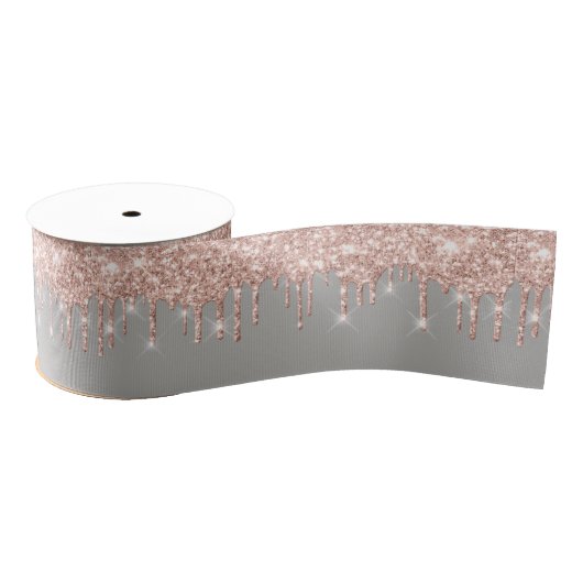 Neujahr Tropfen Royal Rose Gold Grau Spark Ripsband (Spule)