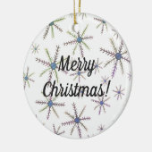 Neujahr Wasserfarbenfrohe Schneeflocken Keramik Ornament (Links)