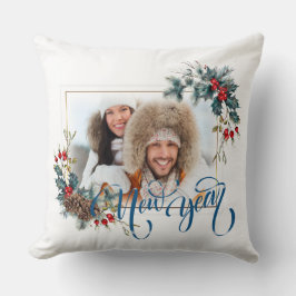 Neujahr Winter Foto in Blue Style Kissen