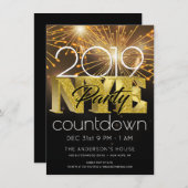 NEUJAHRE MIT MODERNEN GOLD-GOLD-FIREWORKS IM NEUEN EINLADUNG (Vorne/Hinten)