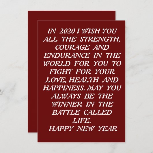 NEUJAHRESKARTE FEIERTAGSKARTE (Vorne/Hinten)