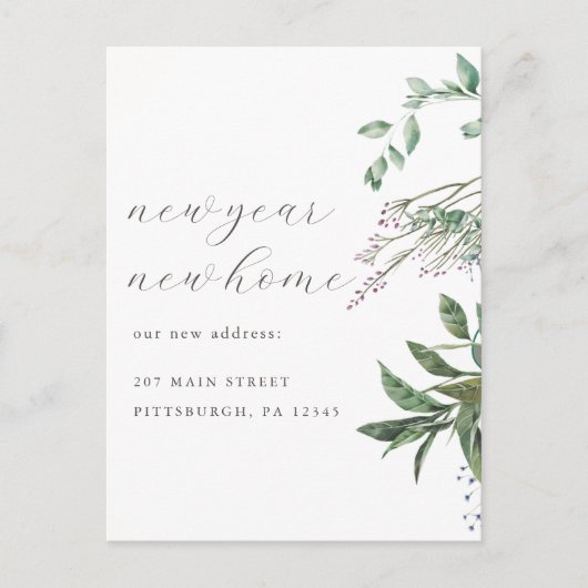 Neujahrliche Änderung der Zuhause-Adresse Postkarte (Vorderseite)