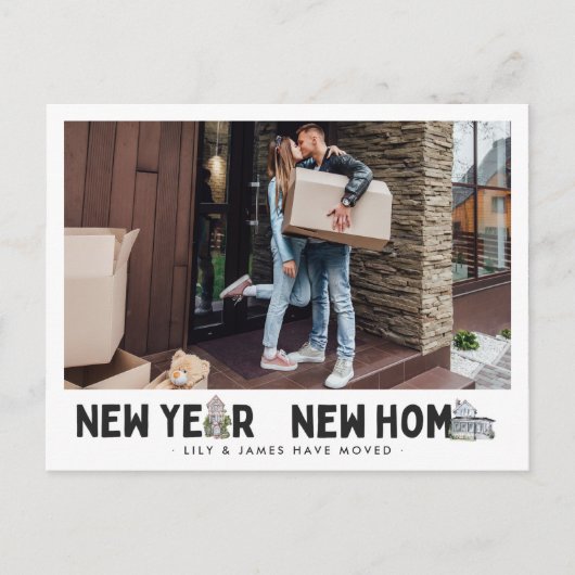 Neujahrliche neue Zuhause | Adressänderung im Foto Postkarte (Vorderseite)