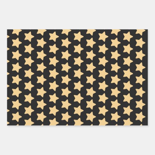 Neujahrliches Schwarz-Gold-Set 3 Geschenkpapier Set (Vorderseite)