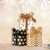 Neujahrliches Schwarz-Gold-Set 3 Geschenkpapier Set