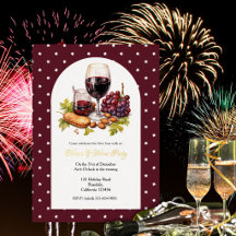 Neujahrs-Aquarell-Käse- und Wein-Themendesign