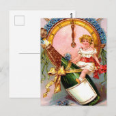 Neujahrs Champagner Postkarte (Vorne/Hinten)