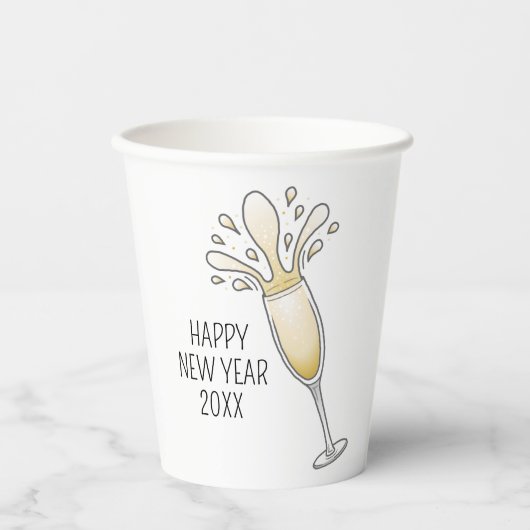 Neujahrs Champagnerglas Pappbecher (Vorderseite)