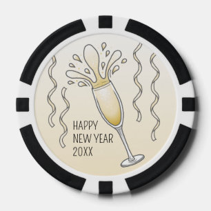 Neujahrs Champagnerglas Pokerchips