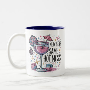 Neujahrs-Chaos Lustiger Trink-Martini Alkohol Zweifarbige Tasse