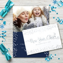 Neujahrs-Cheer-Foto Weiße Schneeflocken Echtes Sil