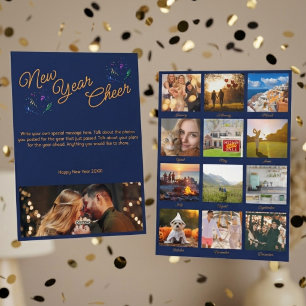 Neujahrs-Cheer Multi-Foto Navyblau Feiertagskarte
